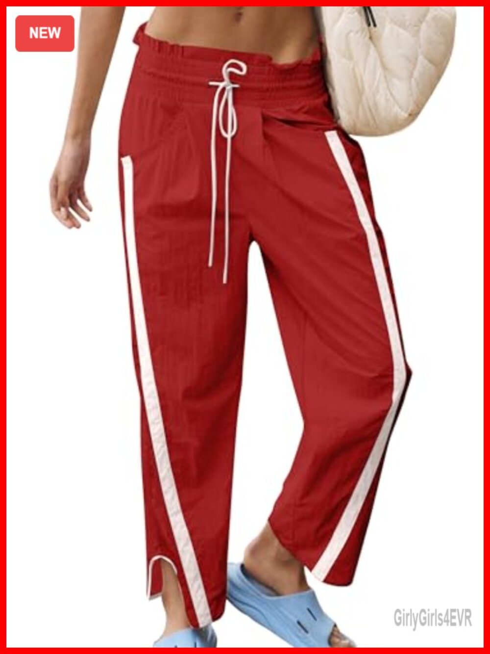 Women's Lightweight Barrel Track Pants Drawstring Pockets Casual Workout